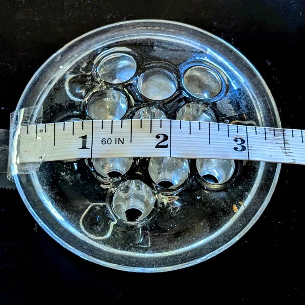 Vintage 3.5" Clear Glass Footed Flower Frog (11 Holes) for Flower Arranging